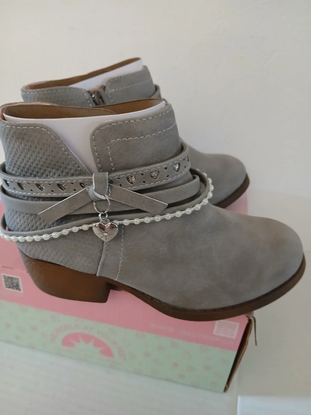 Women’s Grey Ankle Boots with Decorative Straps Size 12M $20